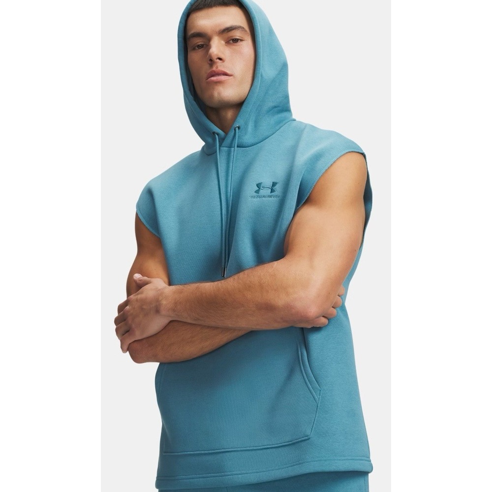 Under Armour Mens Icon Fleece SL Sleeveless Hoodie Blue 3XLT 1389344-466